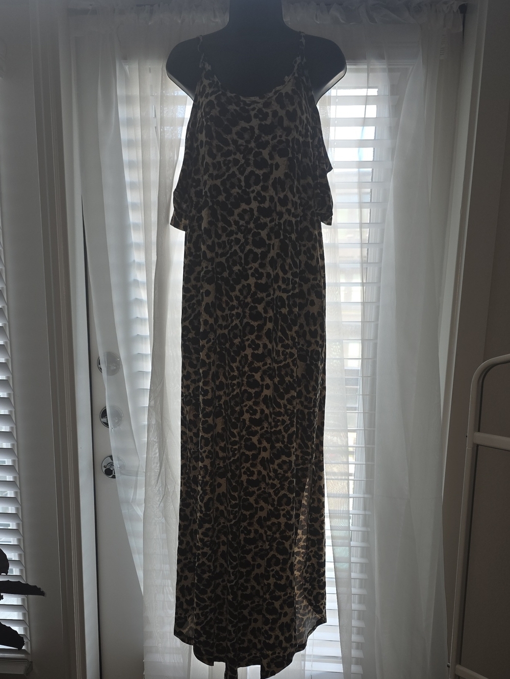 Grecerelle Leopard Print Maxi Dress in Beige and Black